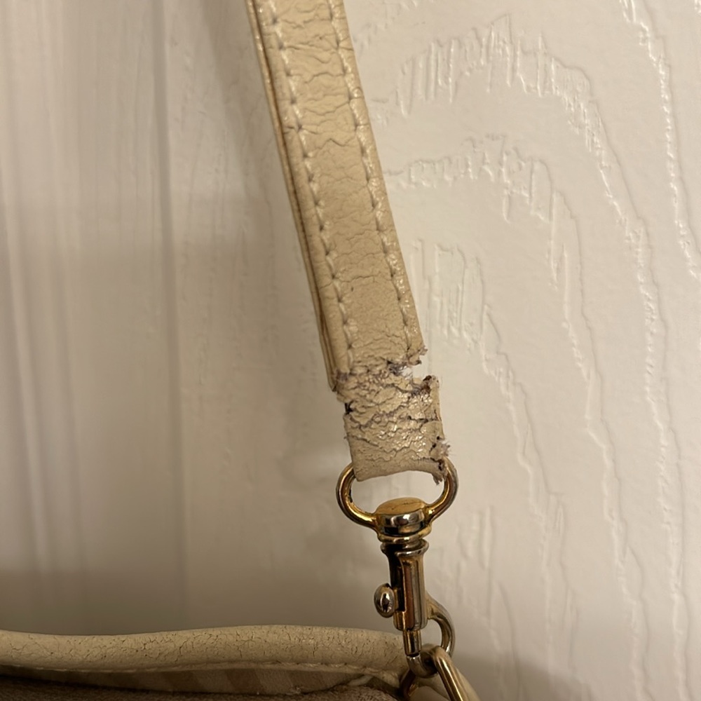 Vintage Fendi Cream Beige Cross Body or Clutch Leather/Fabric Handbag & Dust Bag - Picture 14 of 17